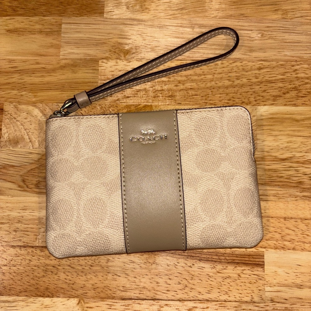 Coach Tan and Cream Wristlet